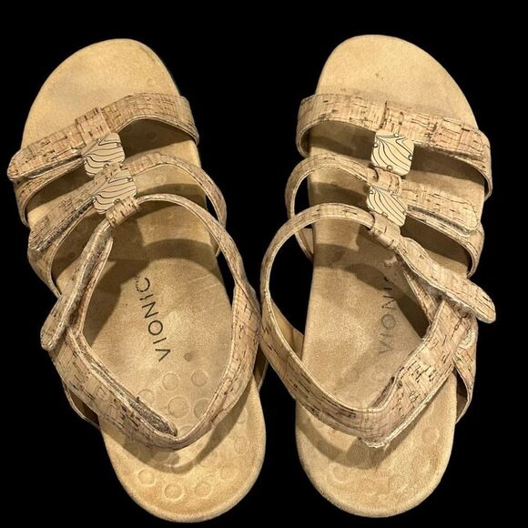 Vionic Amber 44 Orthaheel Women's Sandals Sz 10 US Gold Comfort Cork Shoes 42 EU - Picture 7 of 8